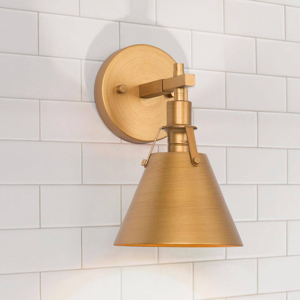 brushed gold sconces vanity