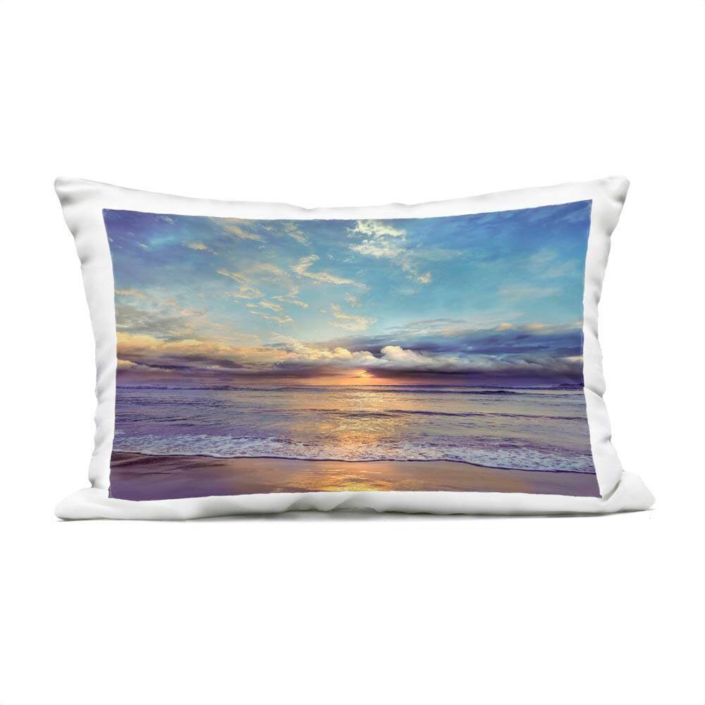 Sun Rays on Beach Shore Blue Rectangular Outdoor Throw Pillow price history on PriceWatchPro