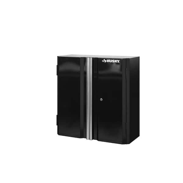 Husky Ready-to-Assemble 28 in. W x 29 in. H x 12 in. D Steel Garage Wall Cabinet in Black