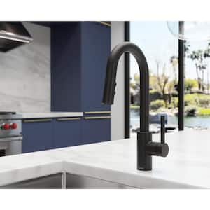 Stellen Single-Handle Pull Down Sprayer Kitchen Faucet in Matte Black