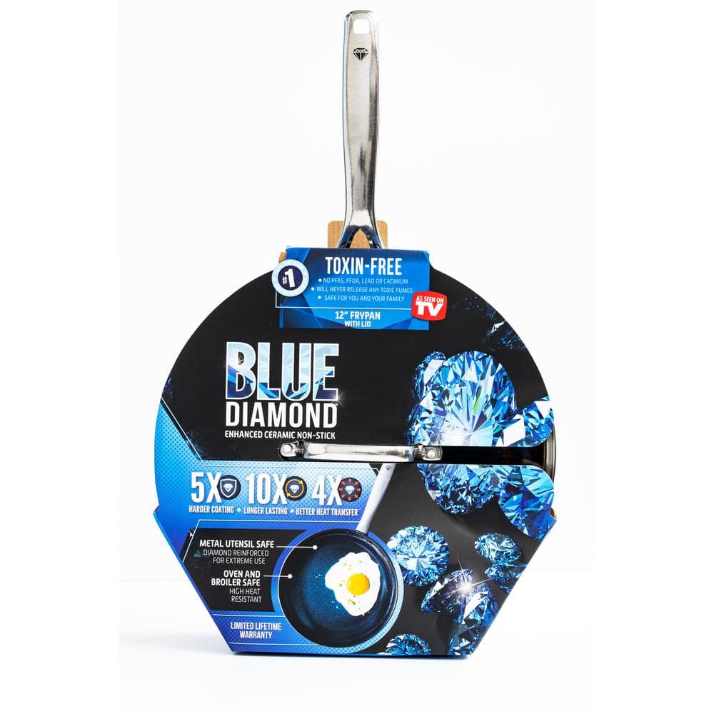 Blue Diamond 12" Aluminum Ceramic Non-Stick Frying Pan with Lid