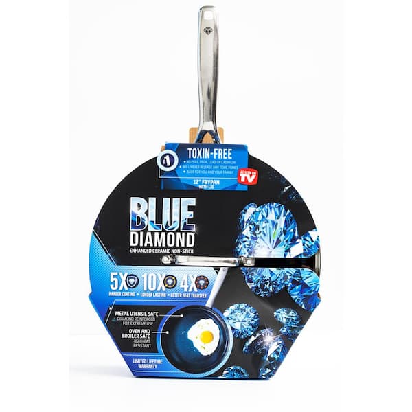 Blue Diamond Toxin Free Ceramic Nonstick Metal Utensil Open Frypan/Skillet,  12