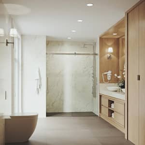 Caspian 59 to 61 in. W x 74 in. H Sliding Frameless Shower Door in Chrome with 3/8 in. (10mm) Clear Glass