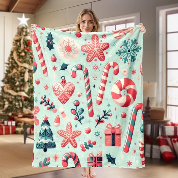 Christmas Blanket Holiday Xmas Gift 60 in. x 80 in. Microfiber Fleece Blanket-IMG 4