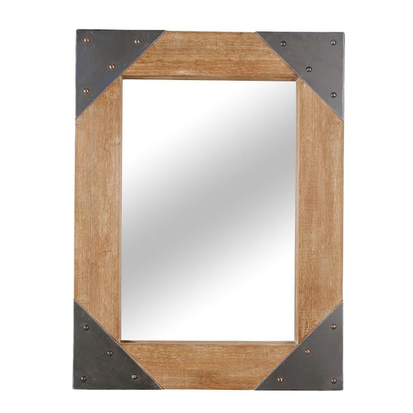 Manor Brook Medium Rectangle Brown Beveled Glass Casual Mirror (40 in. H x 30 in. W)