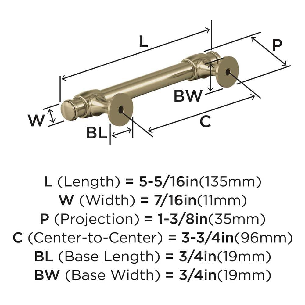Golden Champagne Polished Brass Traditional Cabinet Bar Pull
