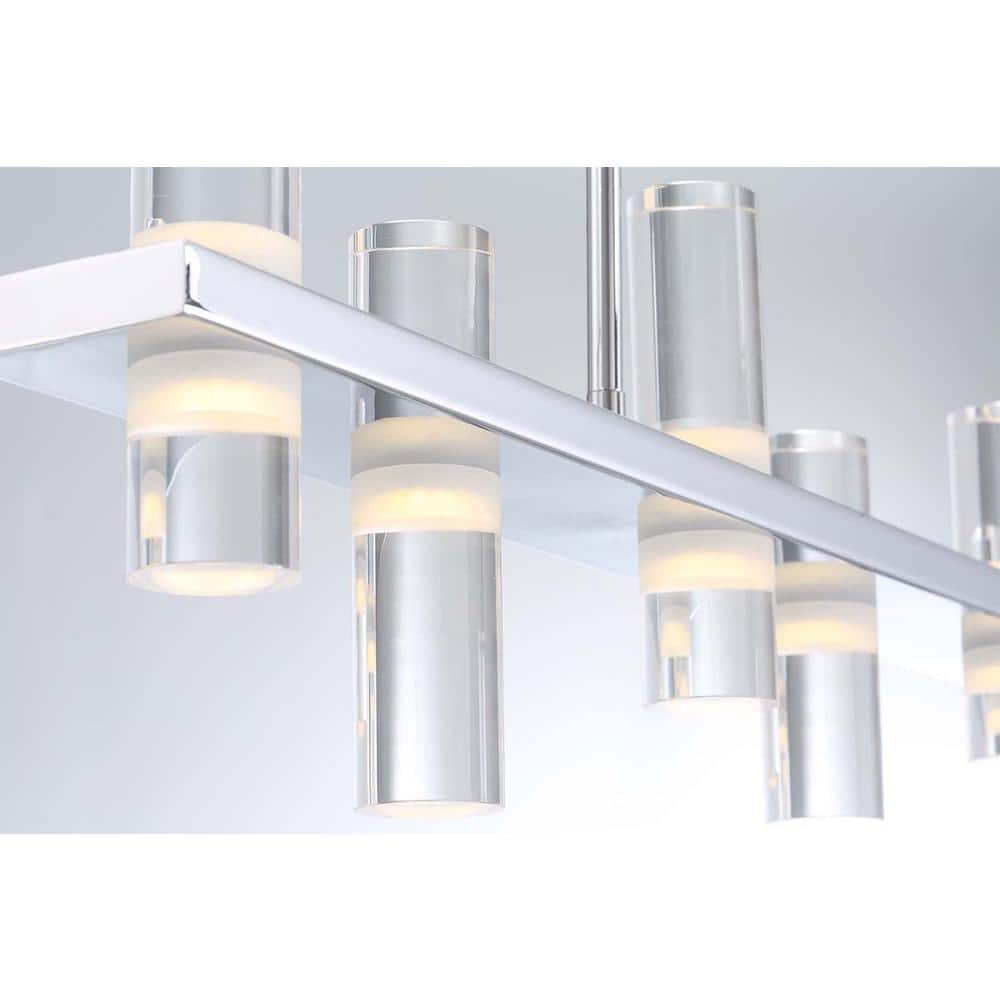Chrome and Clear Acrylic 8-Light Linear LED Chandelier