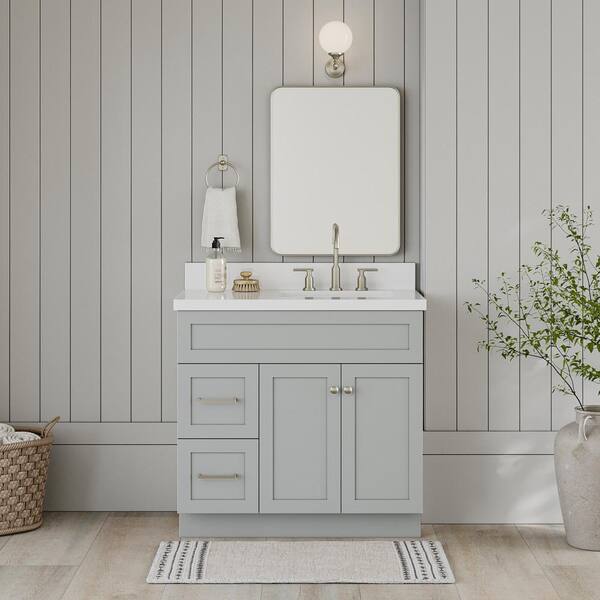 ARIEL Hamlet 37 In. W X 22 In. D X 36 In. H Bath Vanity In Grey With ...