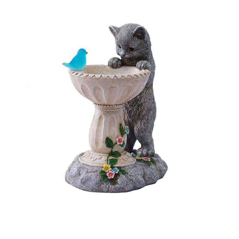 Cat Birdbath Garden Decor Outdoor Statues Ornaments PUFGV54S - The