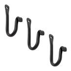 4 in. D Black Powder Coat Metal Multi Purpose J-Hook Brackets (Set of 3)