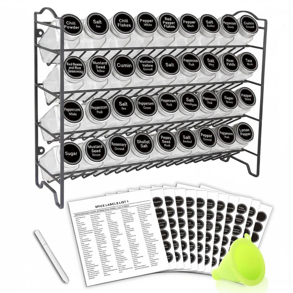 Anqtovp 36-Shelf Black Countertop Cabinet Wall Mount Spice Rack ...