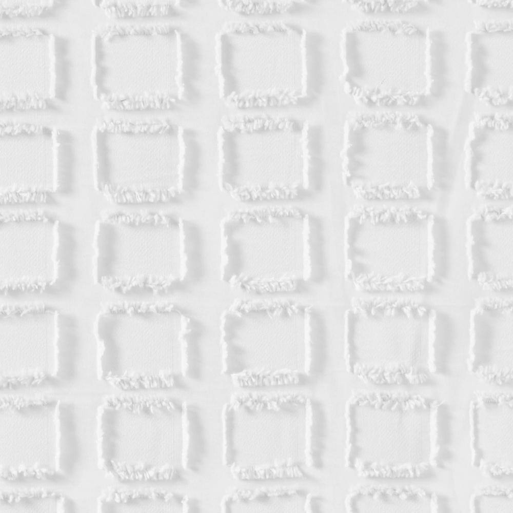 White Woven Clipped Geometric Shower Curtain 72x72