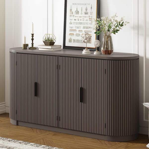 Brown Wood 63 in. Sideboards with Metal Handles