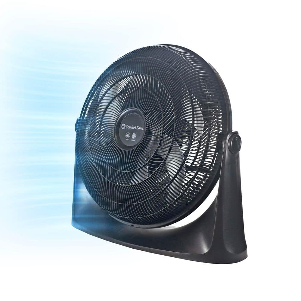 comfort zone 20 powrcurve high velocity floor fan with wall-mounting capabilities 3 speed 180 degree adjustable tilt ideal for home bedroom gym & office czhv201bs