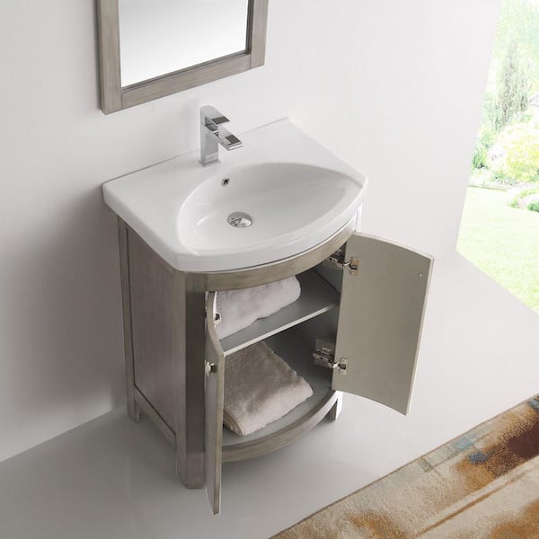 Niagara 24 in. W Traditional Bathroom Vanity in Antique Silver with Vanity Top in White with White Basin