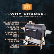 Judge Charcoal Smoker Grill in Black with 540 sq. in. Cooking Space