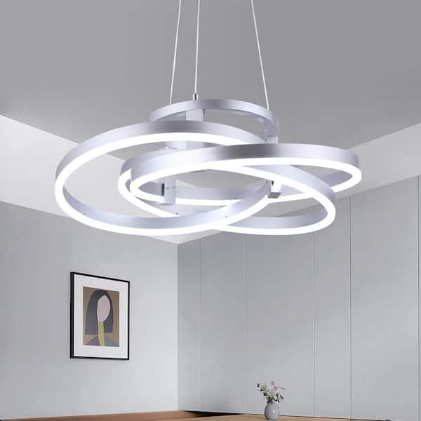 Carson 3-Light 23.6 In. Integrated LED Sliver Modern Rectangle Dimmable Chandeliers Living Dining Foyer Lighting