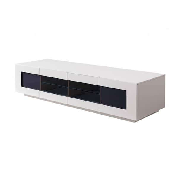 Benjara 79 in. Gray Wood TV Stand Fits TVs up to 78 in. with 2-Drawers