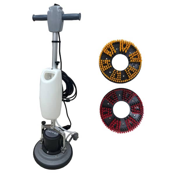 DAPPER SUPPLY Commercial Corded Carpet and Hard Floor Buffer Cleaner Machine in Grey with Solution Tank, 2-Brushes