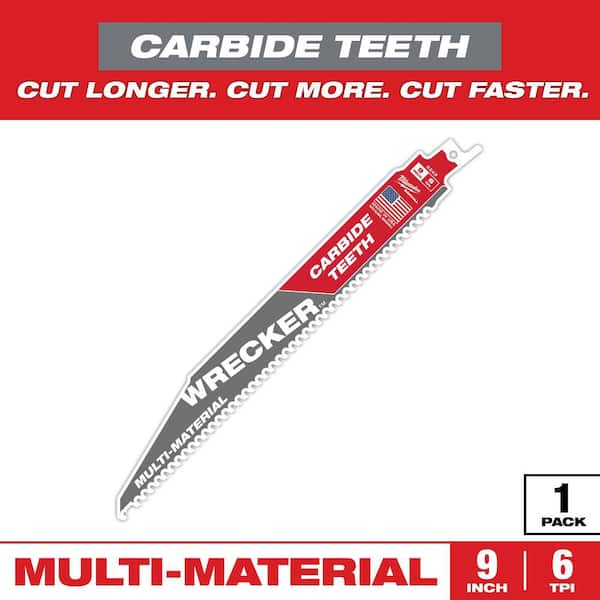 Milwaukee 9 in. 6 TPI WRECKER Carbide Teeth Multi-Material Cutting SAWZALL Reciprocating Saw Blade (1-Pack)