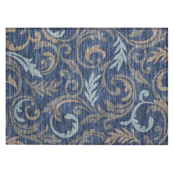 Chantille Machine Washable Indoor/Outdoor Abstract ACN3102 Navy 2 ft. x 3 ft. Accent Rug