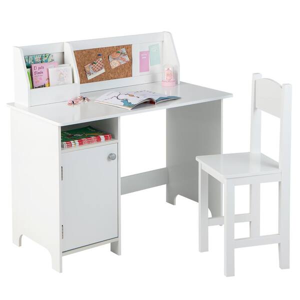 Costway 2-Piece Wood Top Kids Desk and Chair Set Study Writing