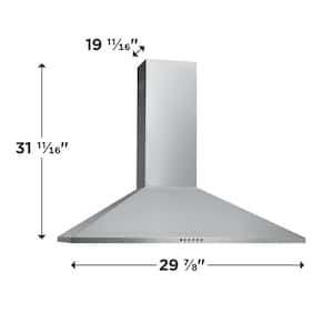 30 in. Convertible Wall Mount Chimney Range Hood in Stainless Steel