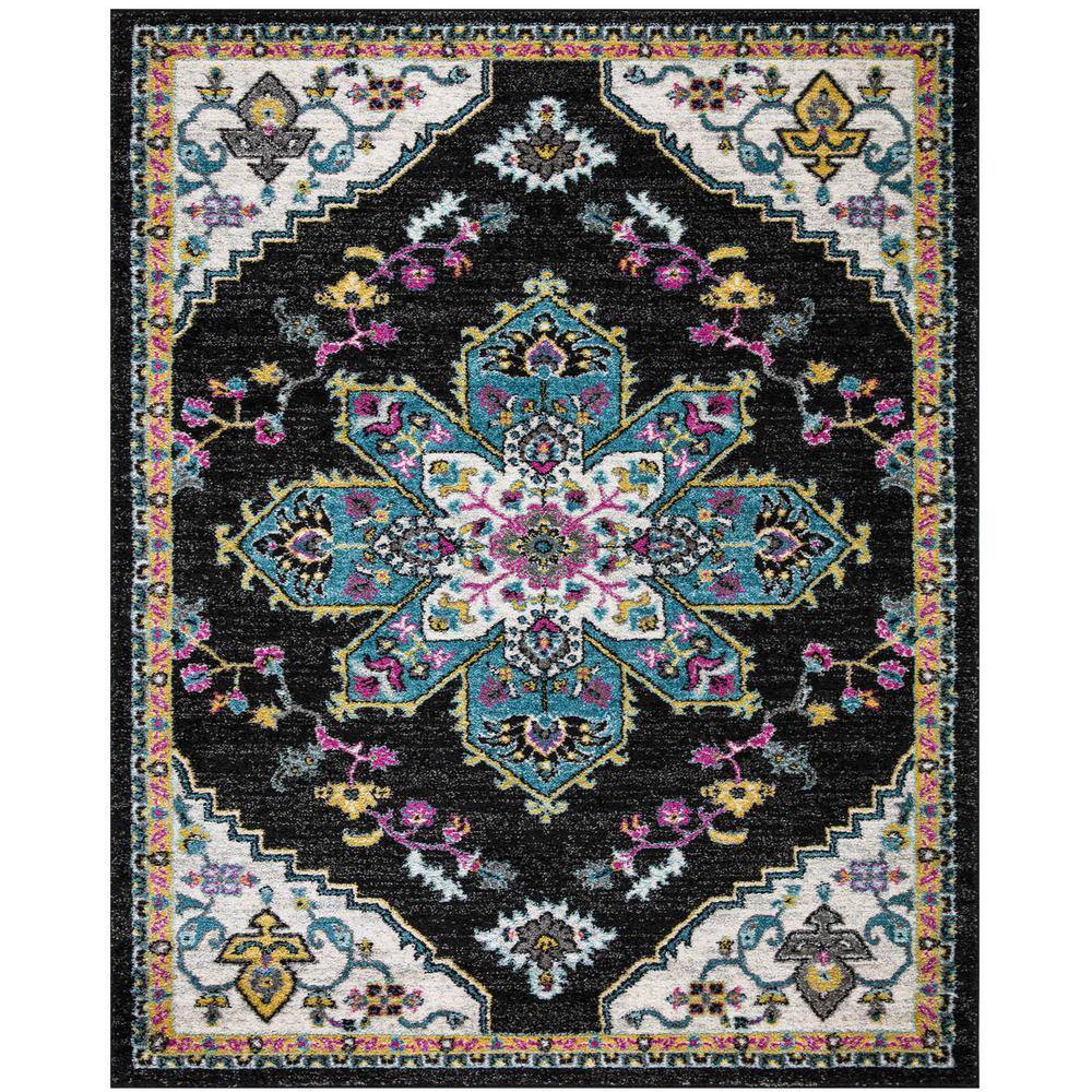 LNC Mizuki Oriental Medallion Charcoal Black 8 ft. x 10 ft. Indoor