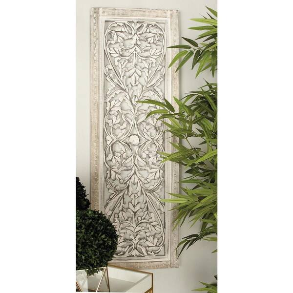 Litton Lane 48 in. x 16 in. Rustic Decorative Wooden Wall Panel in White Patina