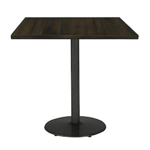 Urban Loft 36 in. Square Espresso Solid Wood Bistro Table with Round Black Steel Frame (Seats 4)