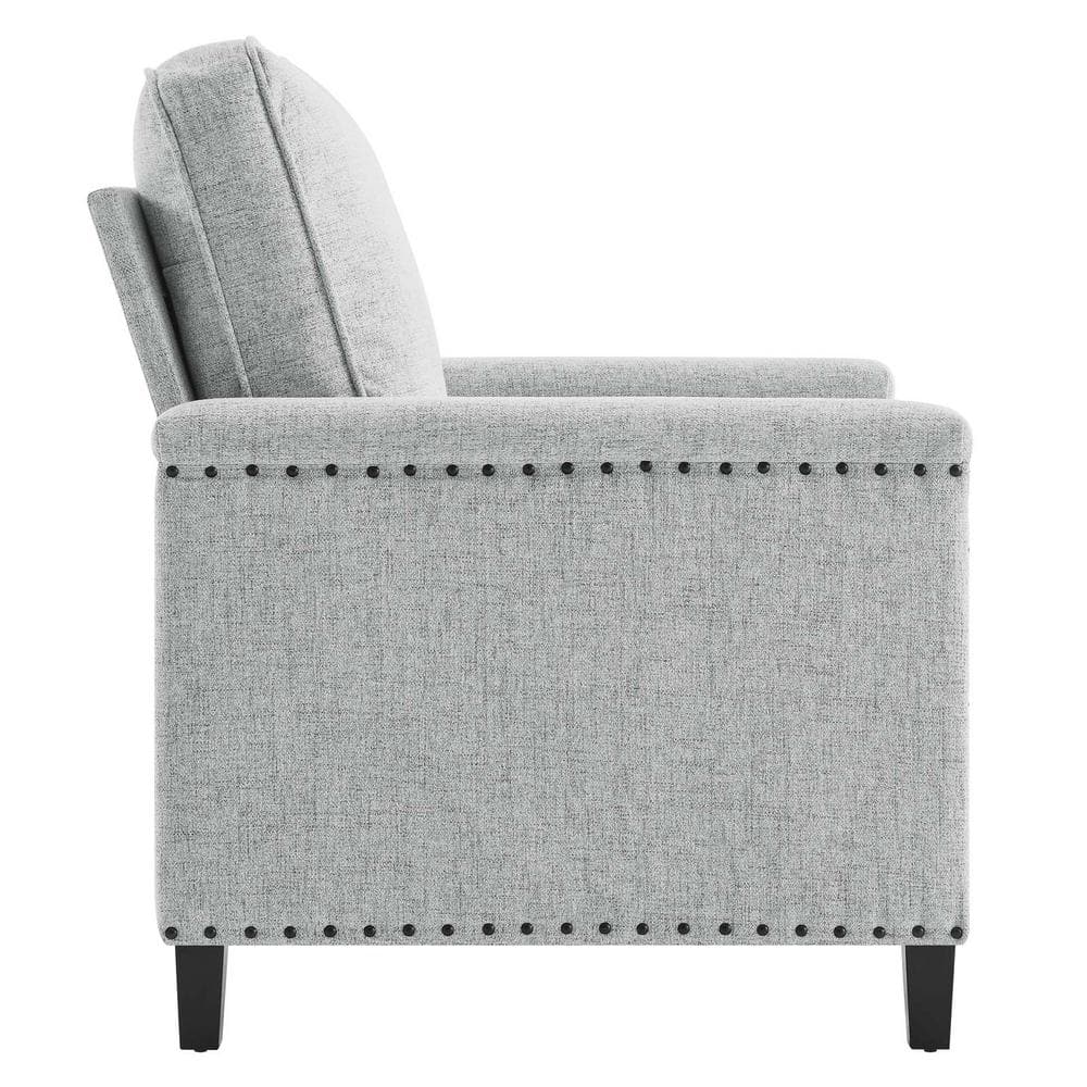 Ashton Light Gray Fabric Accent Chair with Nailhead Trim