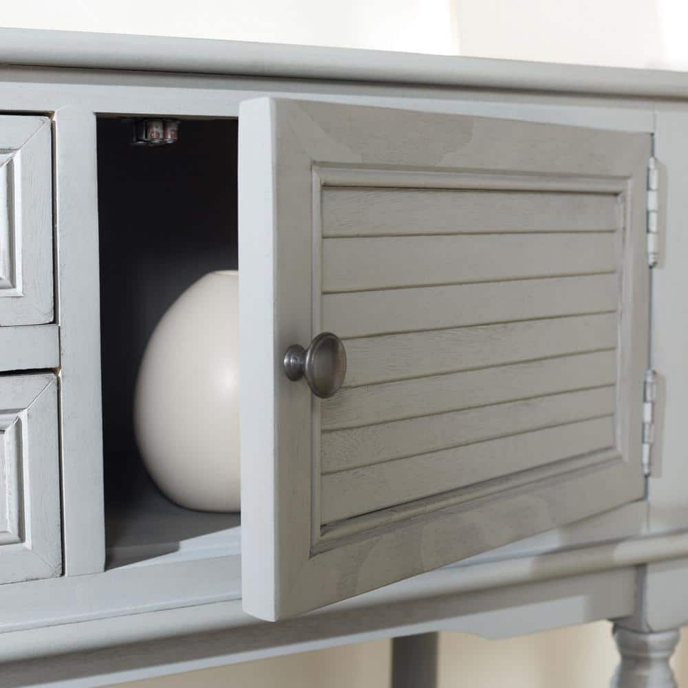 Distressed Gray Wood and Metal Hallway Table with Storage