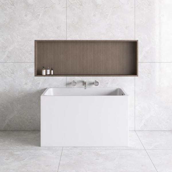 43 in. x 28 in. Acrylic Freestanding Soaking Bathtub in Gloss White