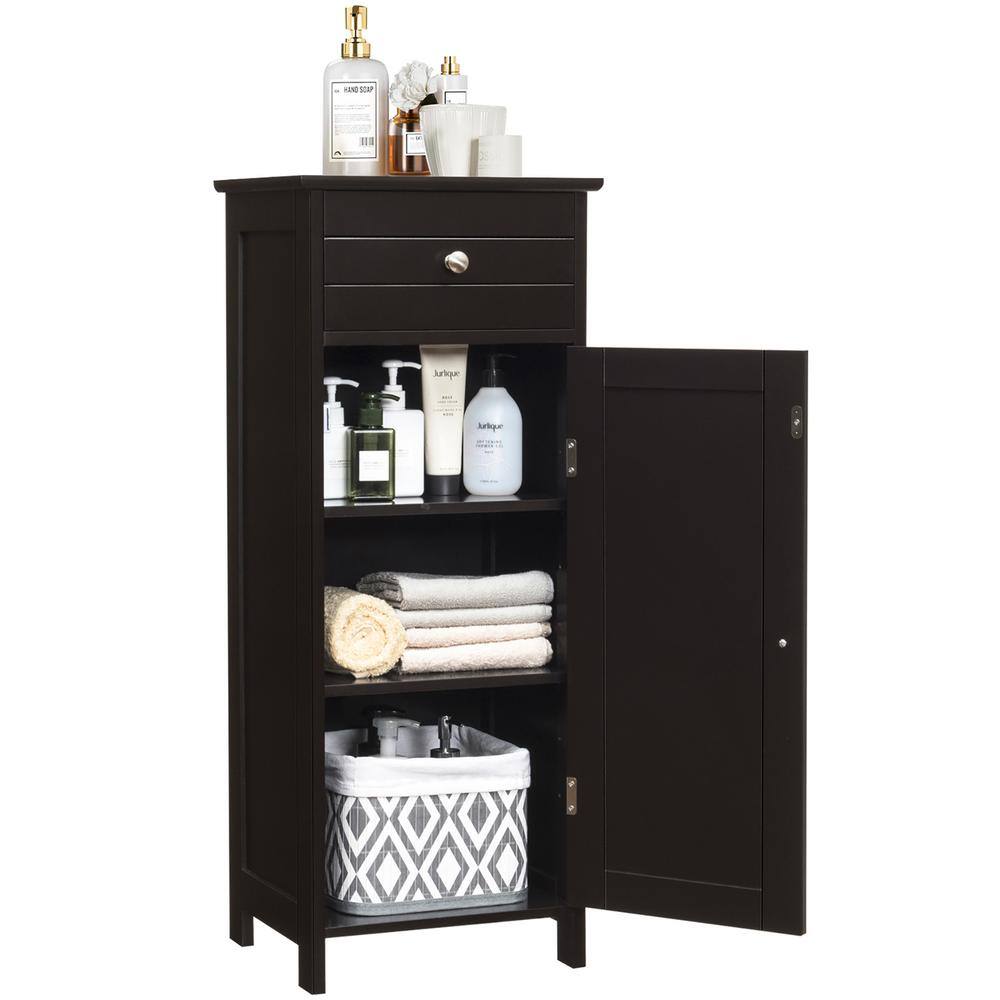 Abilene Dark Brown Bathroom Floor Cabinet with Adjustable Shelves