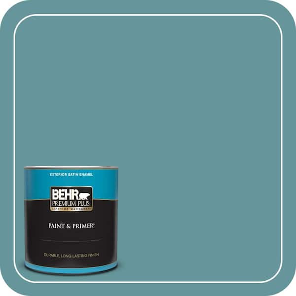 BEHR PREMIUM PLUS 1 qt. #MQ6-33 Vintage Teal Satin Enamel Exterior Paint & Primer