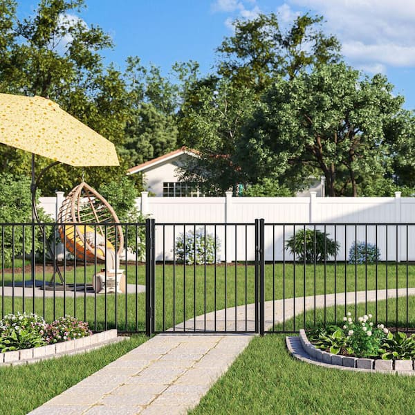 Barrette Outdoor Living Beechmont Standard-Duty 3 ft. W x 4 ft. H Black Aluminum Pre-Assembled Fence Gate
