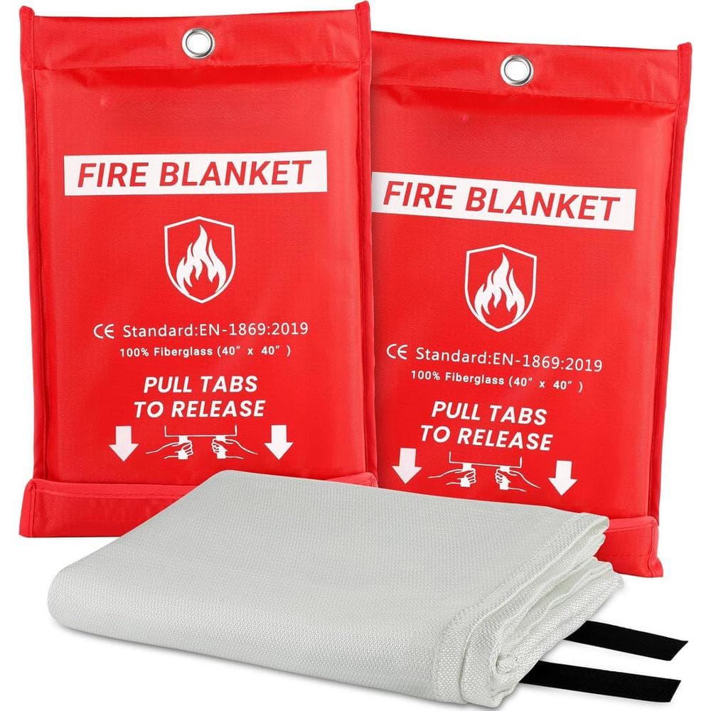 40 in x 40 in. Fiberglass Flame Retardant Emergency Fire Blanket for Kitche
