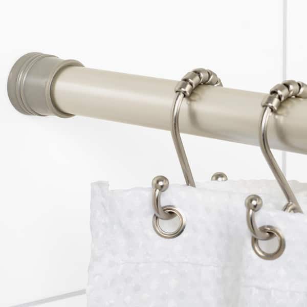 NeverRust 52 in. to 86 in. Aluminum Adjustable Tension Shower Rod in Brushed Nickel