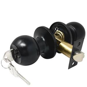 Matte Black Entry Door Knob with 4 KW1 Keys Keyed Alike (2-Pack)