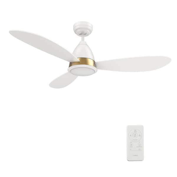 CARRO Fayette II 52 in. Integrated LED Indoor/Outdoor White Smart Ceiling Fan with Light and Remote, Works Alexa/Google Home
