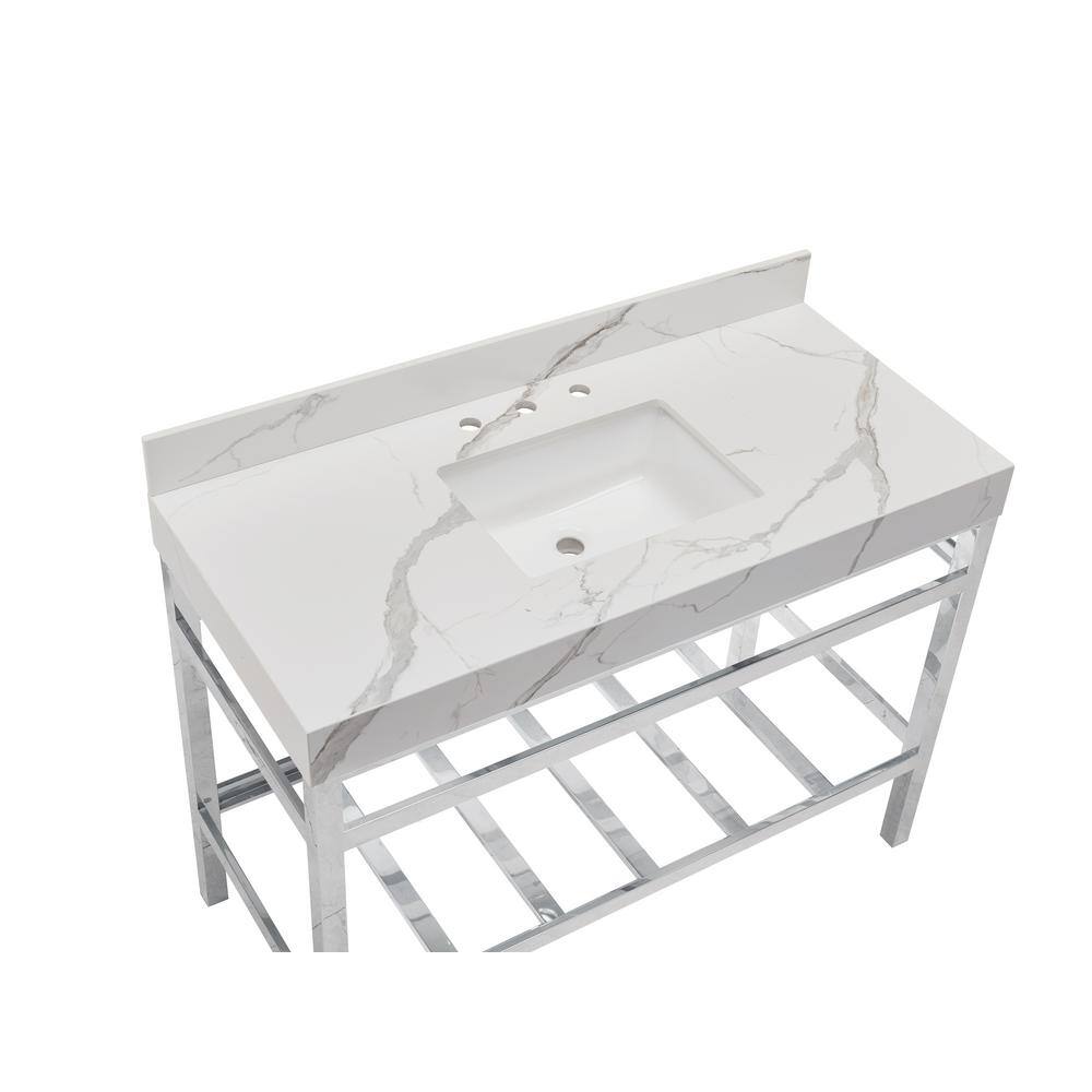 Marseille 48'' Calacatta White Engineered Marble Vanity Top with Sink