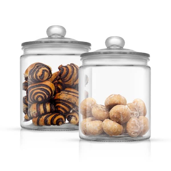 JoyJolt JoyFul 2-Piece 67 oz. Round Glass Cookie Jar with Airtight Lids  JW10520 - The Home Depot