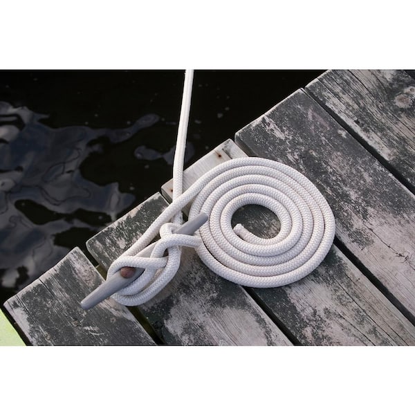 Marine Grade Double Braid Nylon Rope 3/8 x 50 ft White for Dock Anchor Line  - Lero