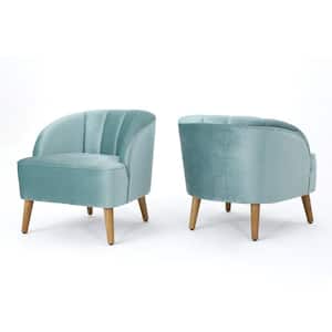 Amaia Seafoam Blue Velvet Upholstered Club Chair (Set of 2)