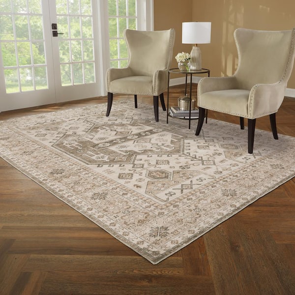 Home Decorators Collection Harmony Sand 2 ft. x 7 ft. Indoor Machine Washable Runner Rug, Brown