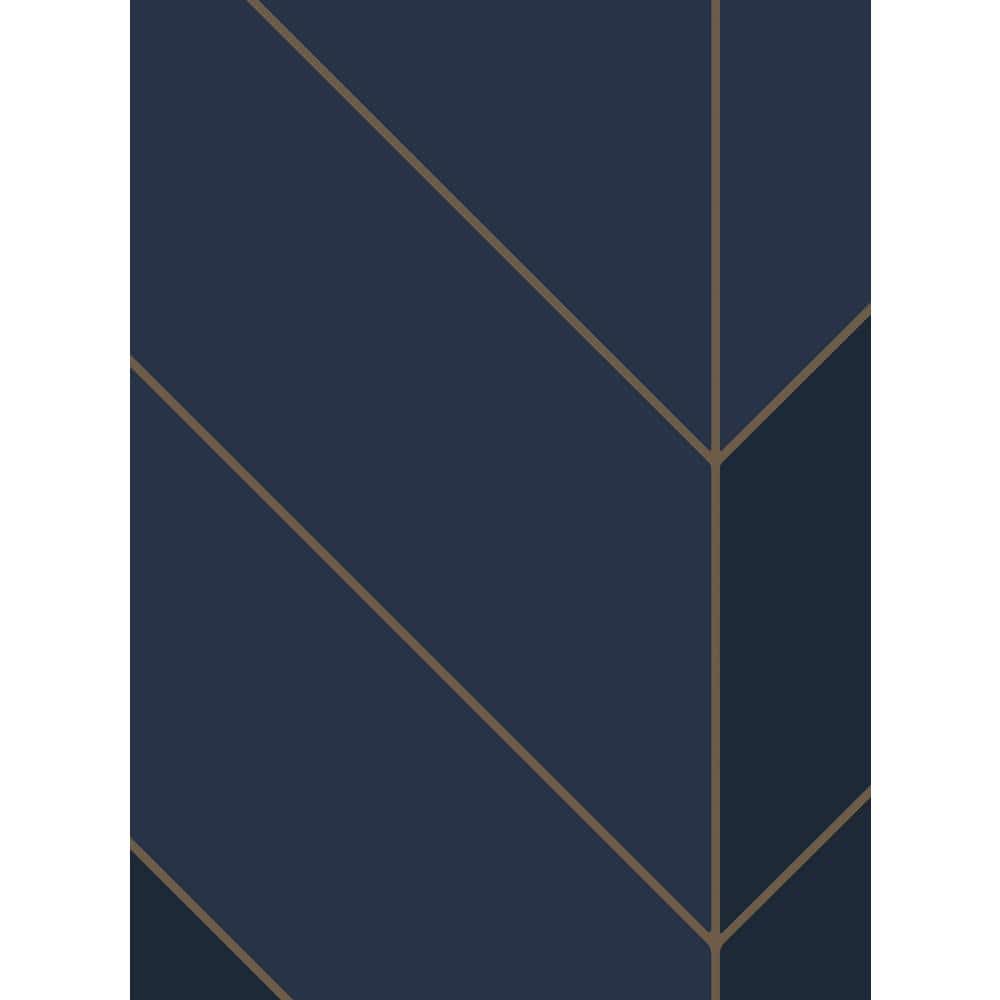 Navy and Gold Chevron Peel and Stick Wallpaper Roll