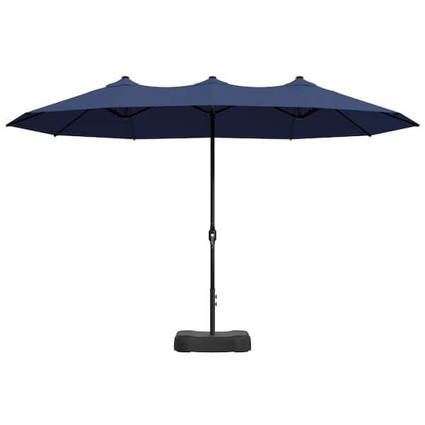 JOYSIDE 15 ft. Outdoor Market Patio Umbrella Double Sided Umbrella with Base in Blue