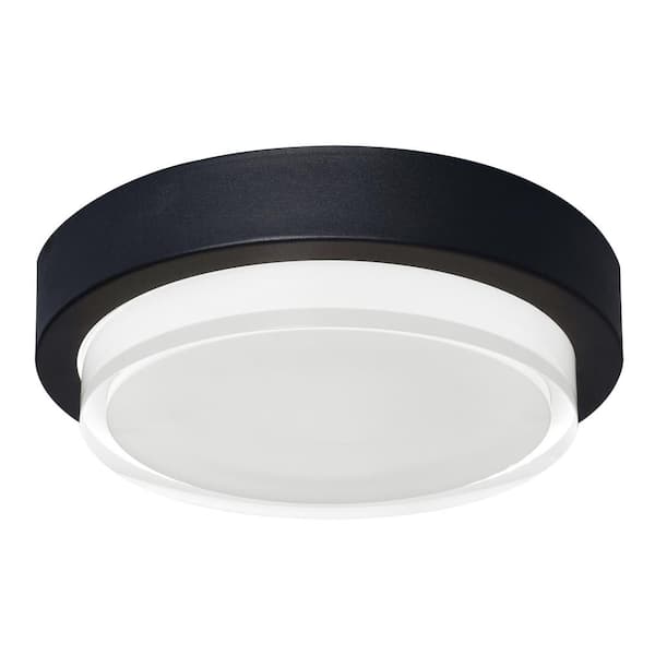 Elm 1-Light Black LED Outdoor Flush Mount Light
