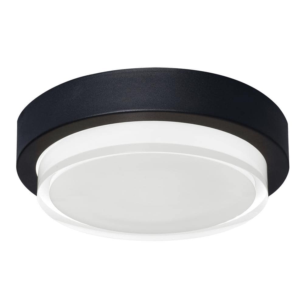 AFX Elm 1Light Black LED Outdoor Flush Mount Light ELMW09LAJUDBK The Home Depot