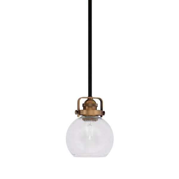 Unbranded Decatur 60-Watt 1-Light Black and Brass Light Mini Pendant with 5.75 in. Clear Bubble Glass Shade, No Bulb Included